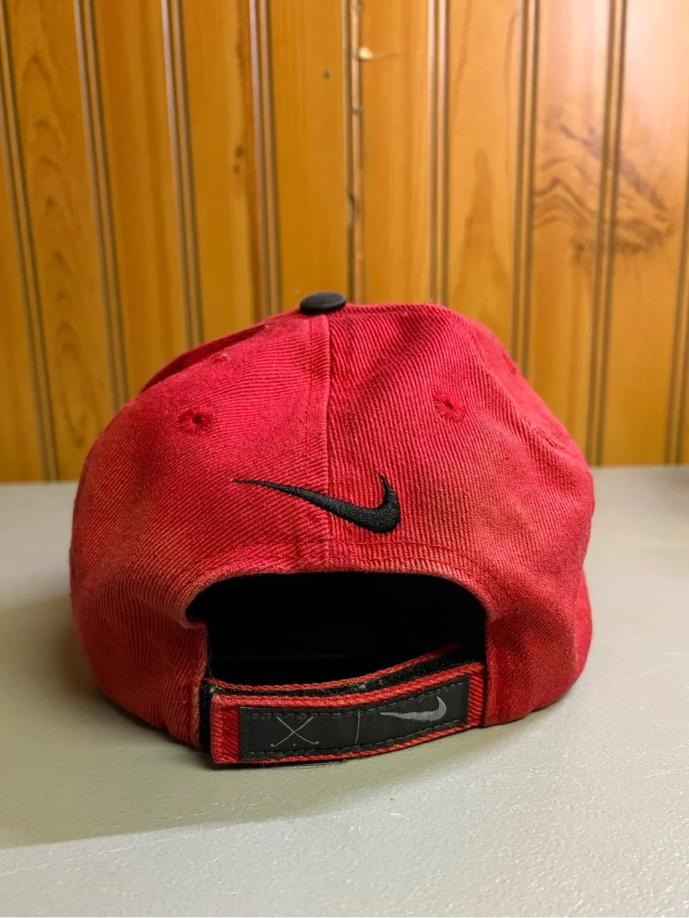 Nike Red Cap with Black Brim and Swoosh